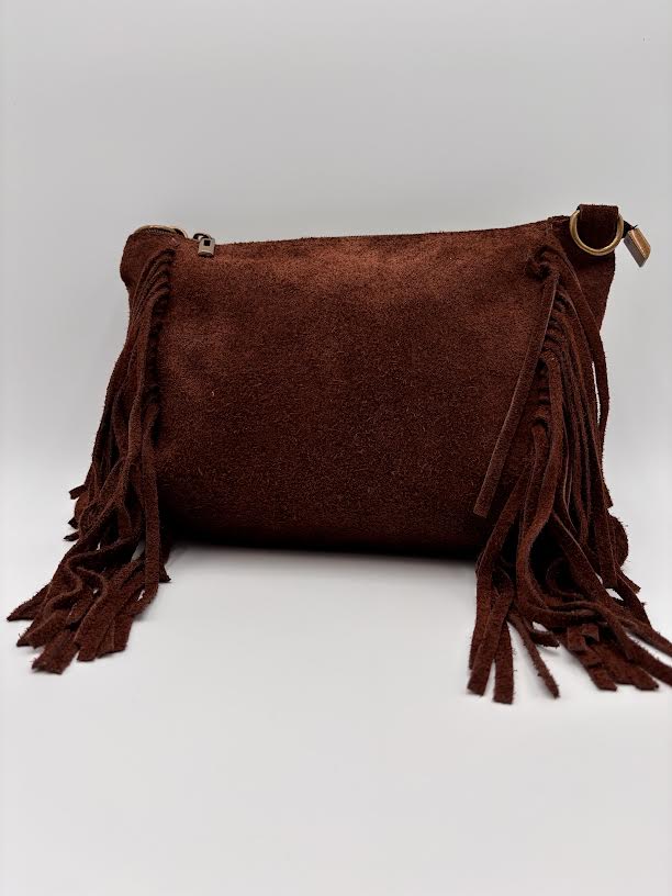 Mala/Clutch em camurça Castanho