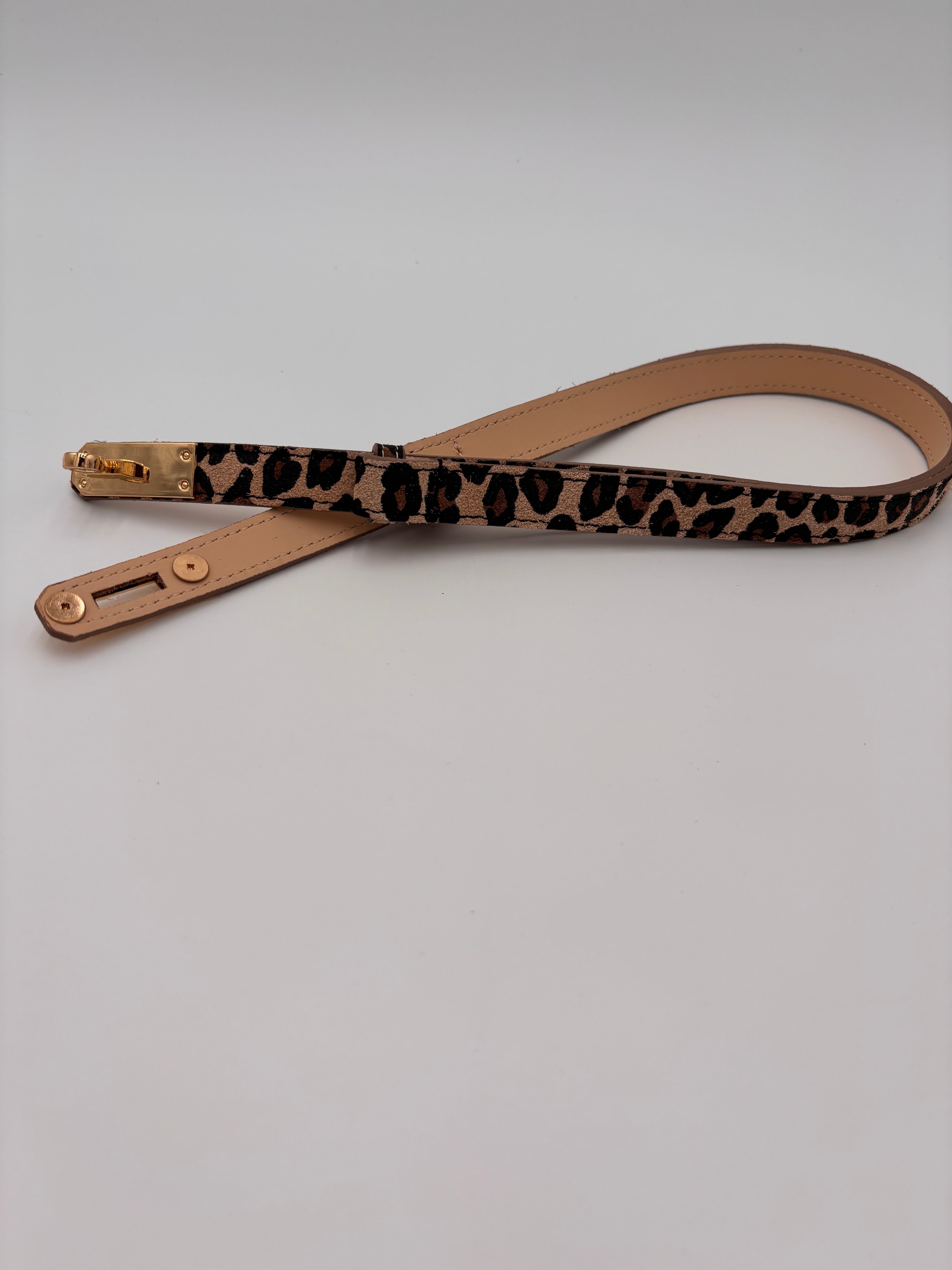 Cinto ajustável animal print bege