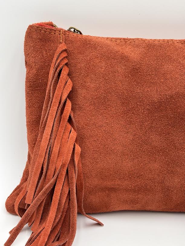 Mala/Clutch em camurça Telha