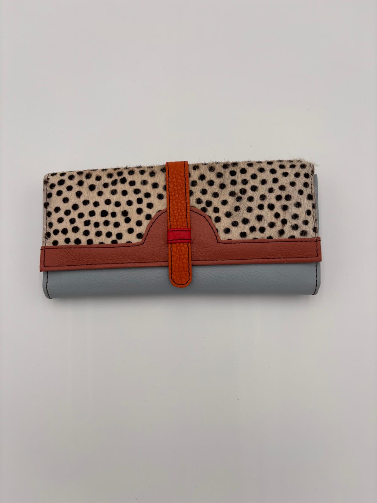 Carteira Animal Print Castanho e Azul