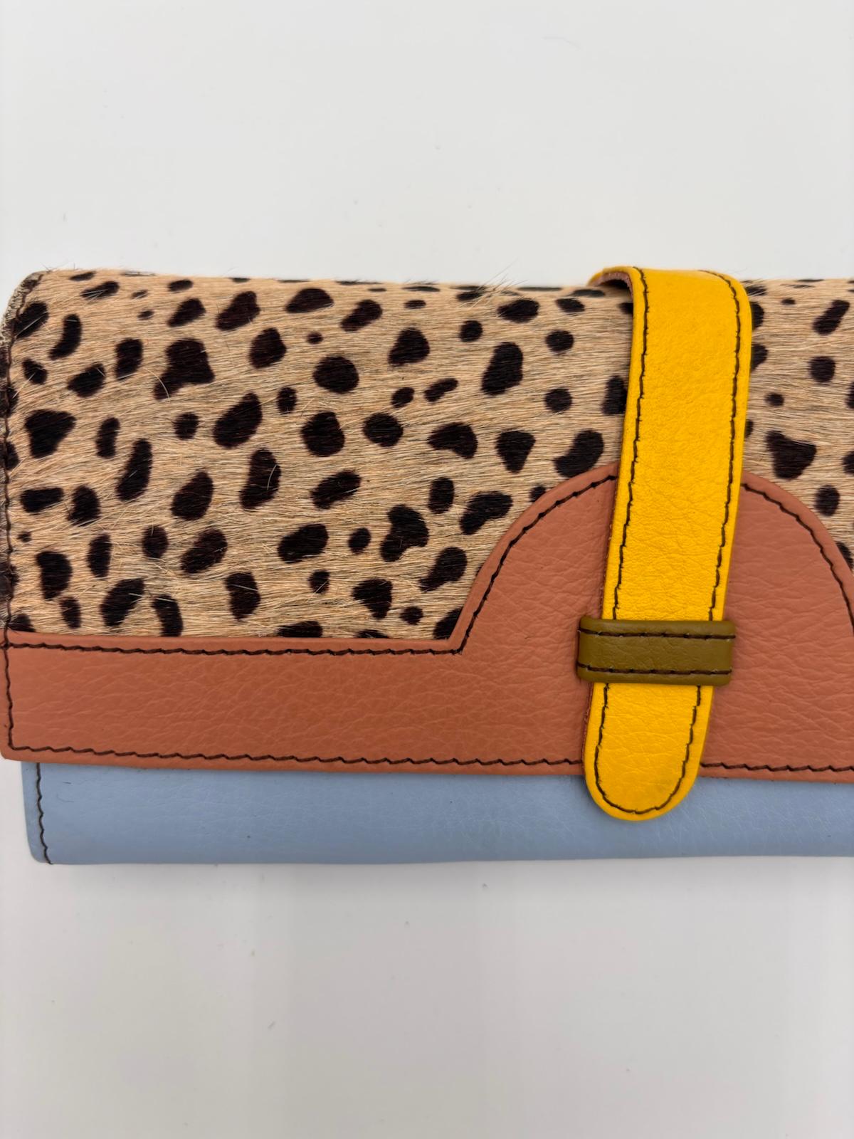 Carteira Animal Print Castanho e Azul