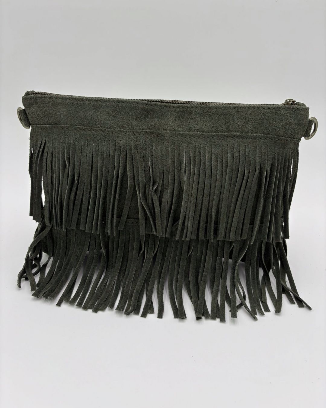 Mala/Clutch em Camurça Verde Escuro/Oliva