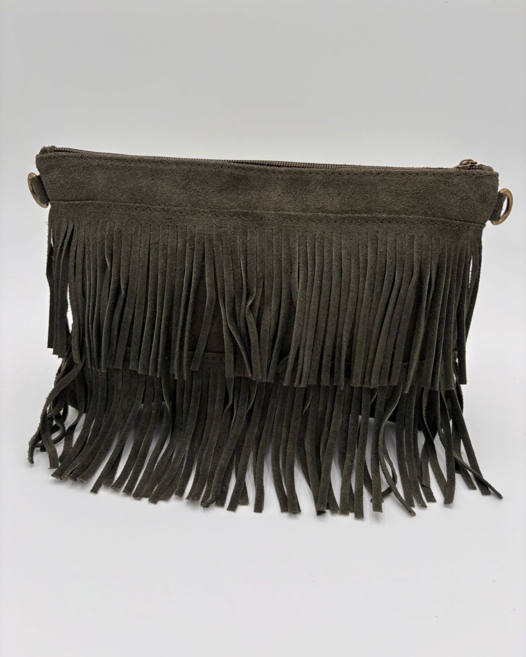 Mala/Clutch em Camurça Verde Escuro/Oliva