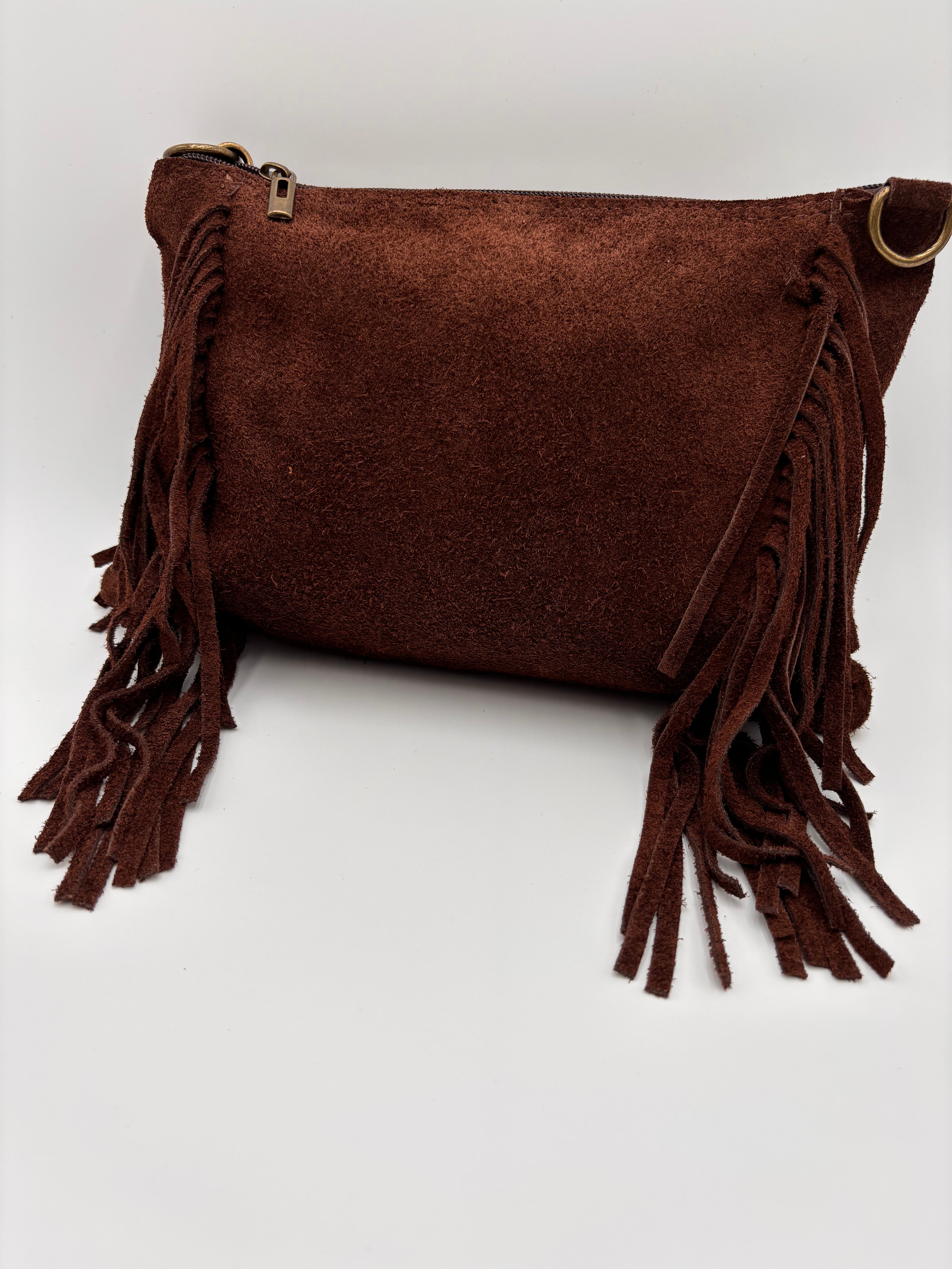 Mala/Clutch em camurça Castanho