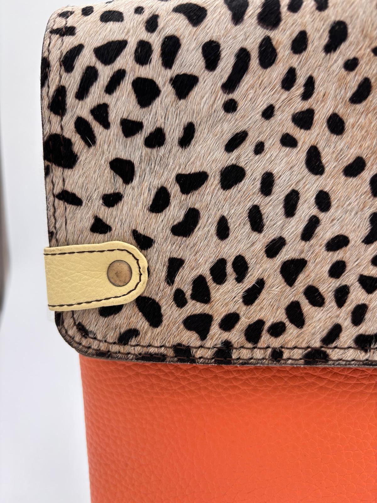 Mala Animal Print Couro Laranja