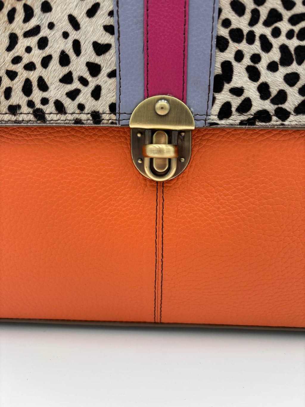 Mala Animal Print Couro Laranja