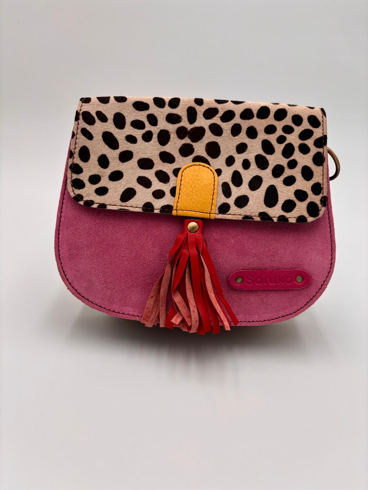 Mala Animal Print Camurça Rosa