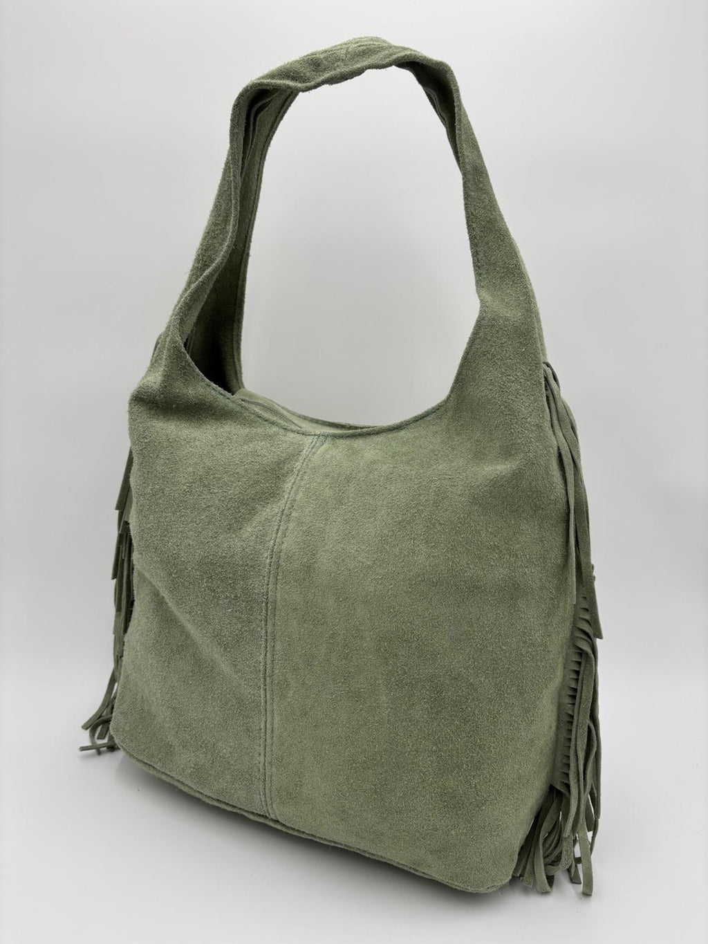 Saco Camurça Verde Franjas Laterais