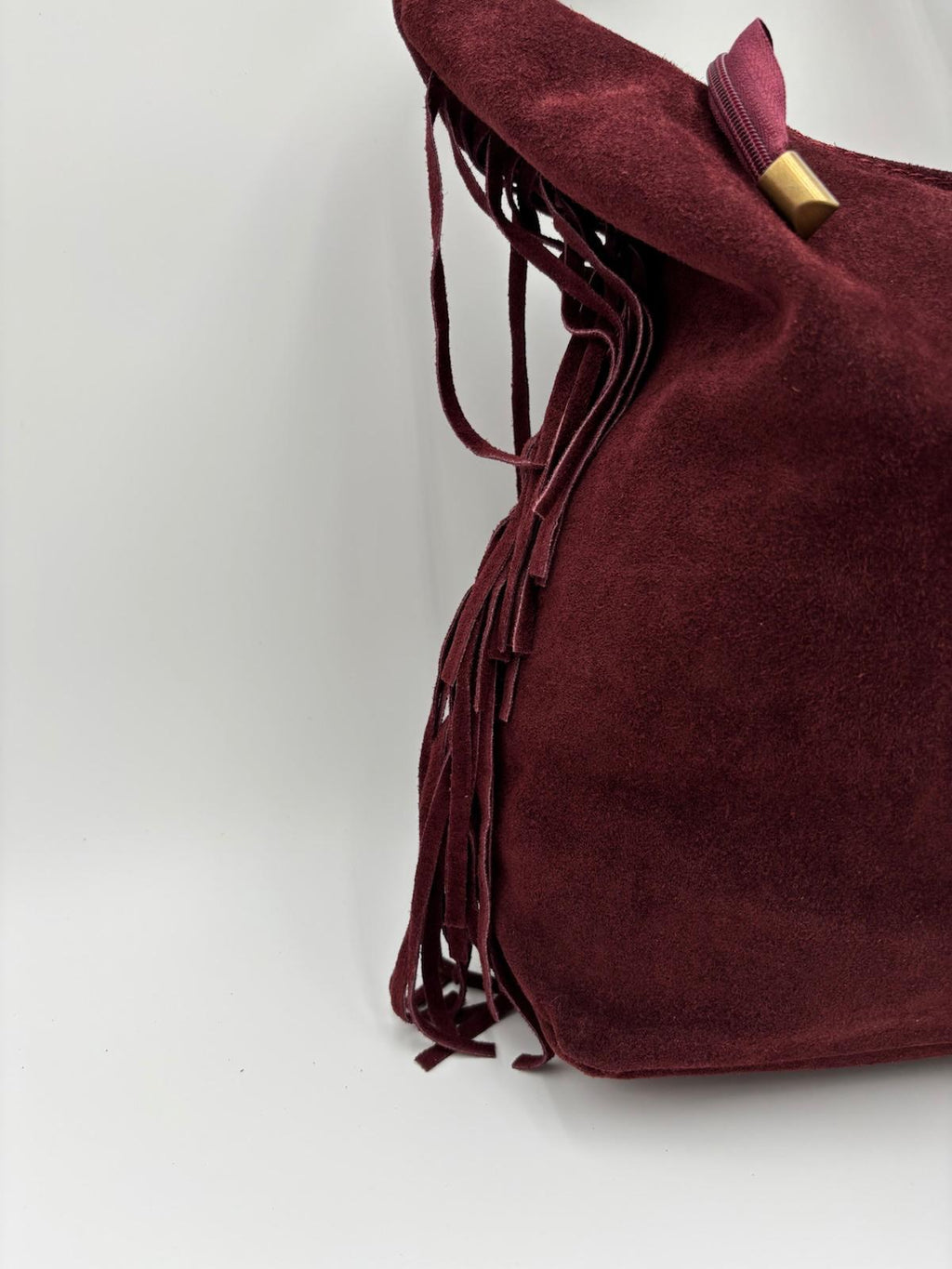 Saco Camurça Bordeaux Franja Lateral
