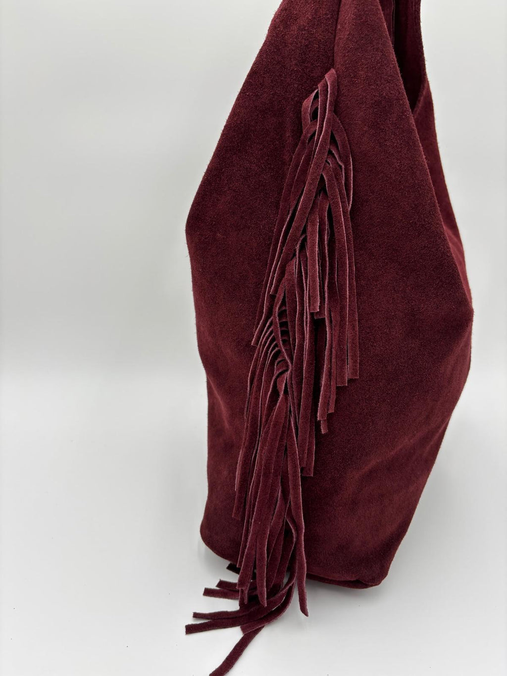 Saco Camurça Bordeaux Franja Lateral