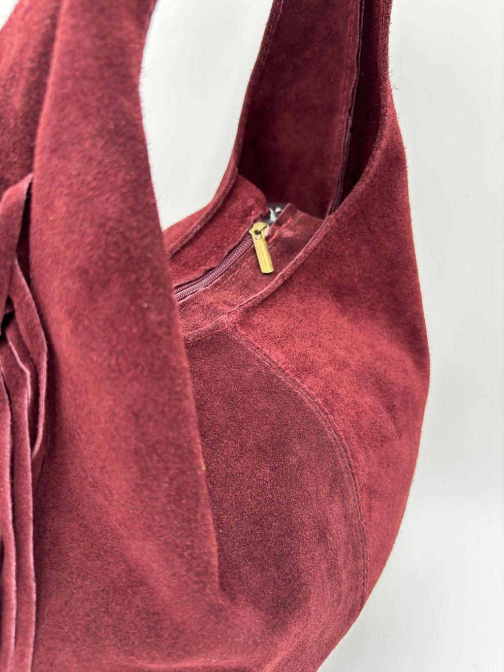 Saco Camurça Bordeaux Franja Lateral