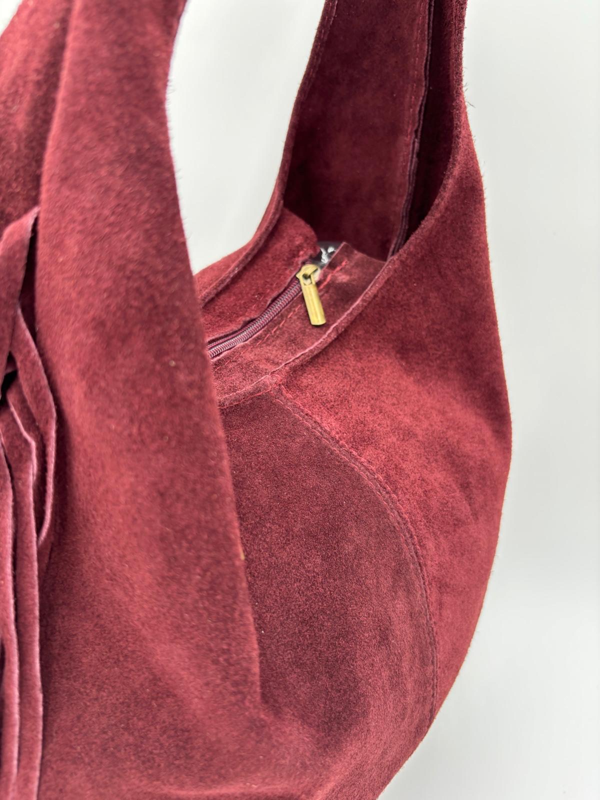 Saco Camurça Bordeaux Franja Lateral