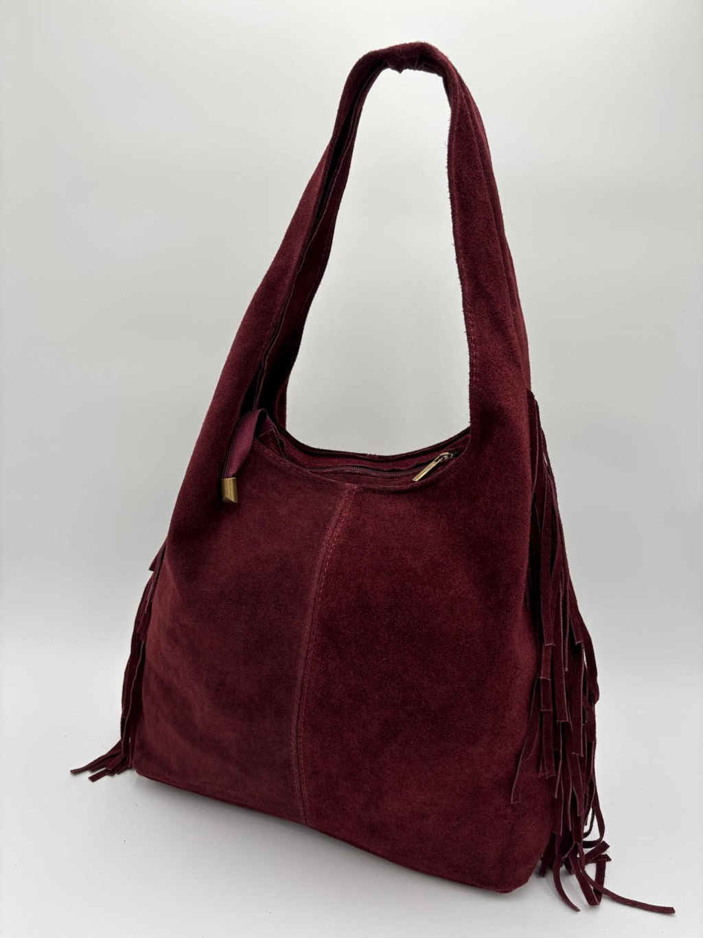 Saco Camurça Bordeaux Franja Lateral
