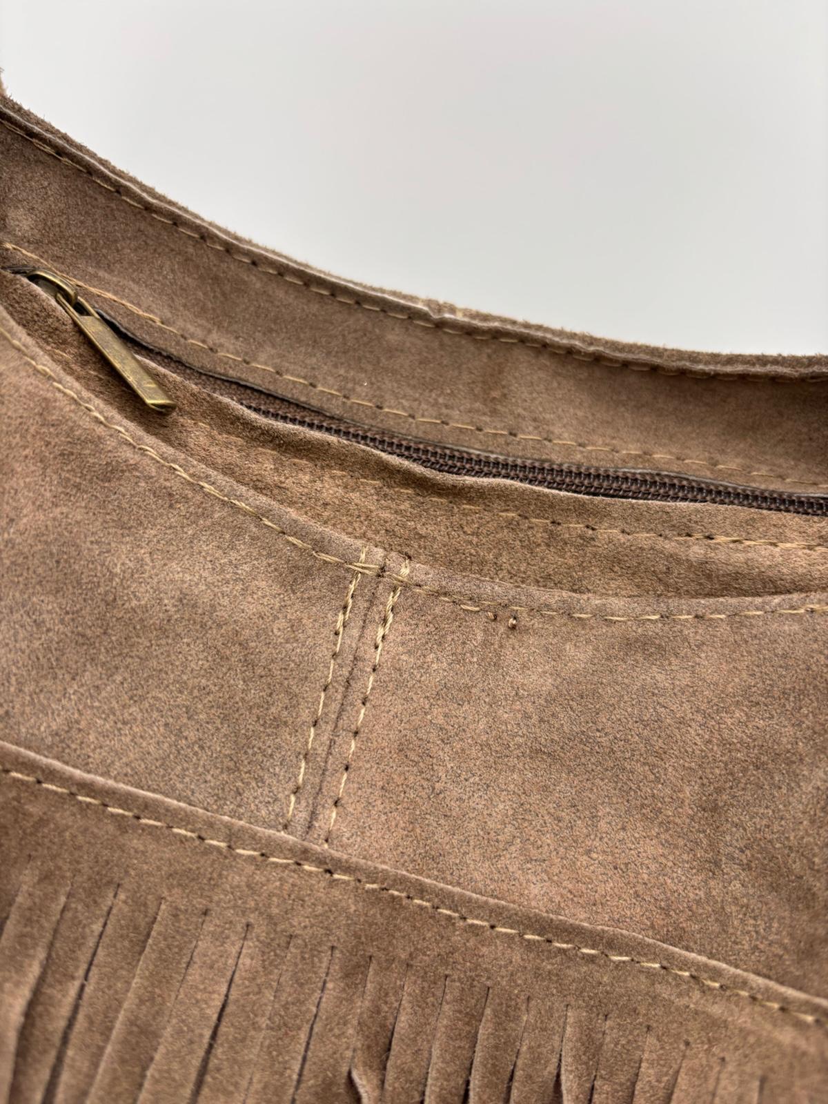 Saco Camurça Bege Franjas