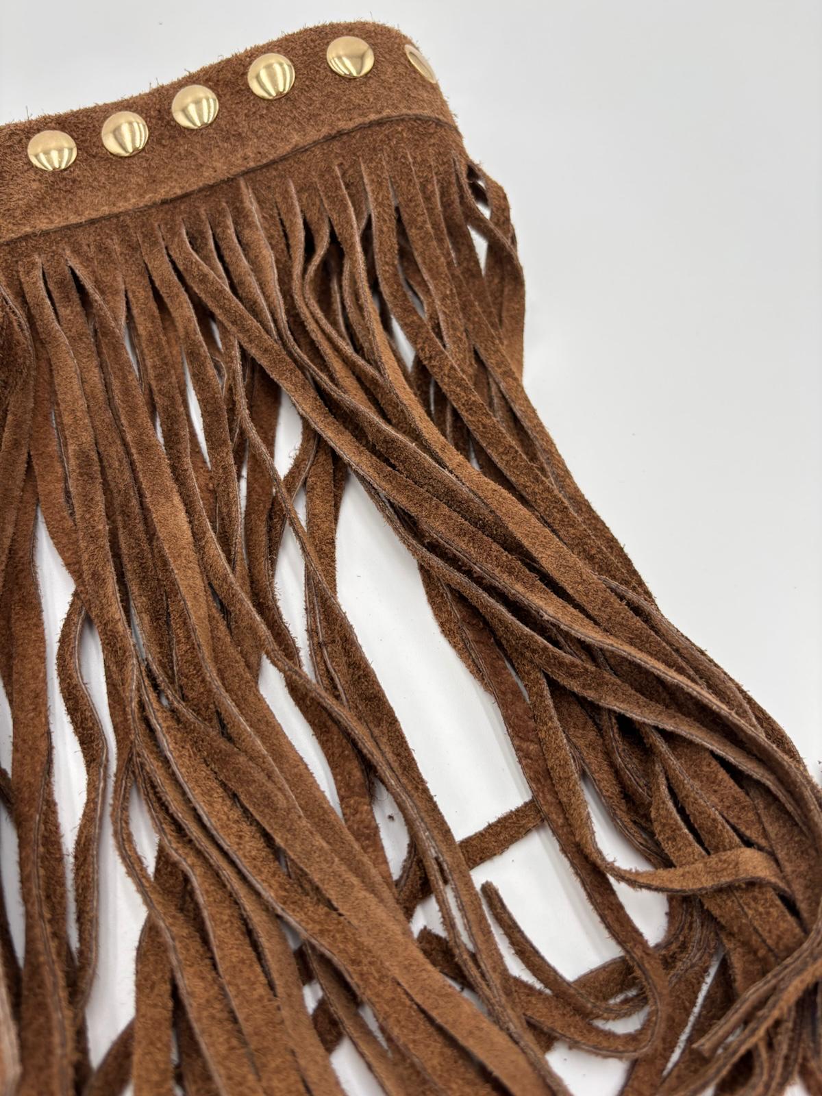 Cinto Camurça Camel Franjas