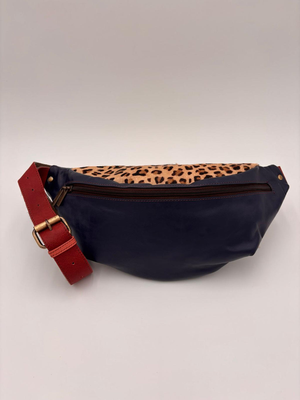 Bolsa de Cintura Animal Print Azul e Vermelho