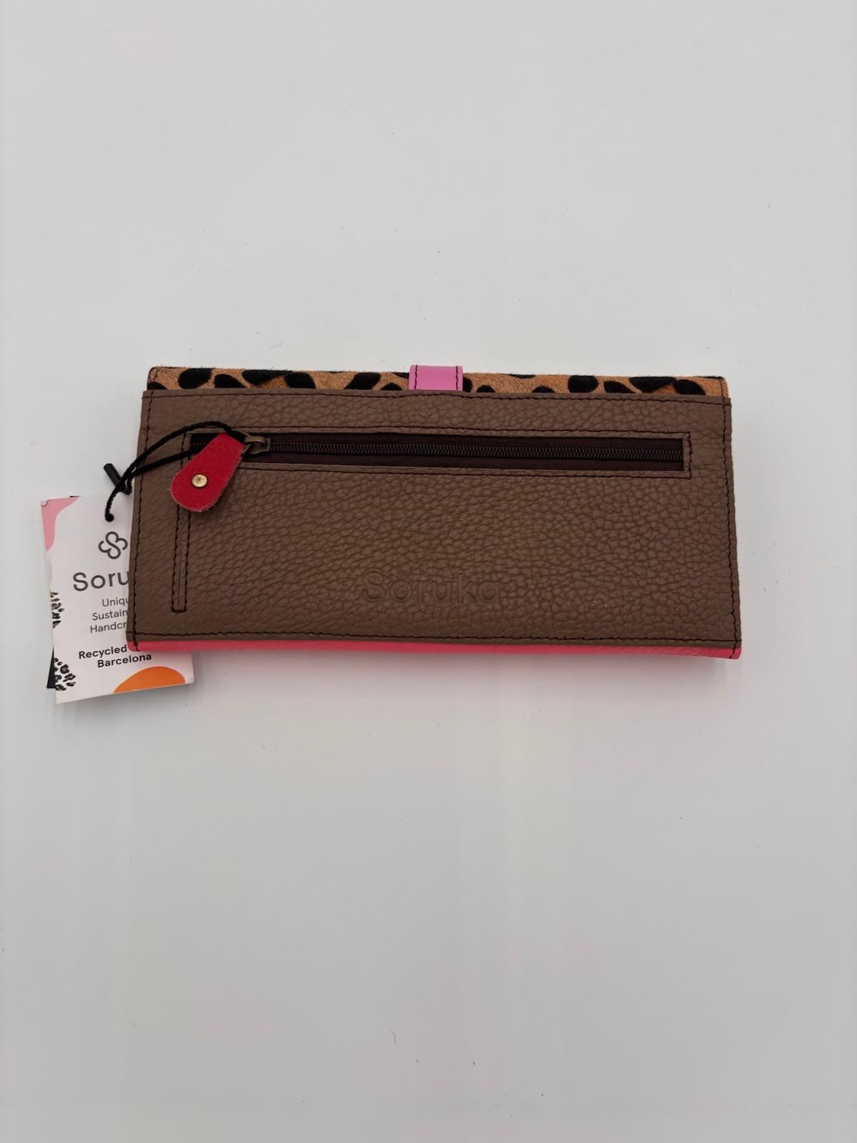 Carteira Animal Print Rosa Azul e Coral