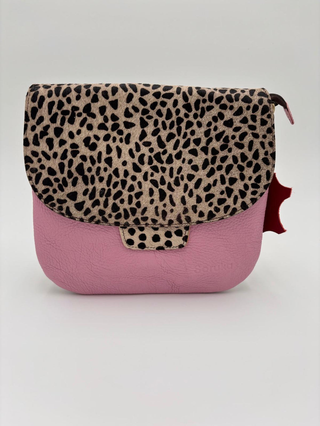Mala Animal Print Couro Rosa