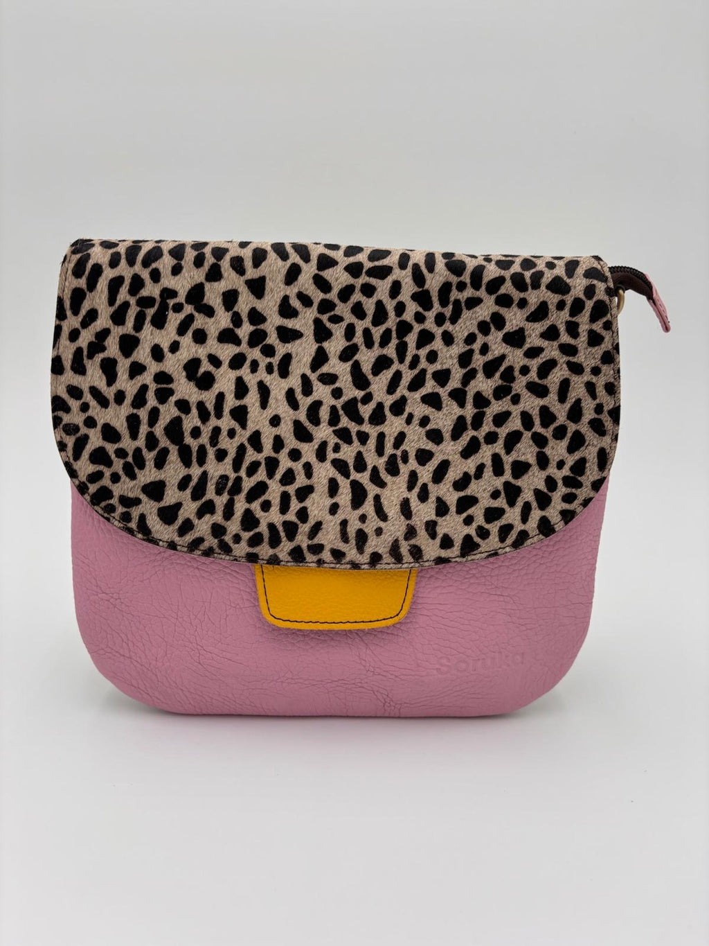 Mala Animal Print Couro Rosa