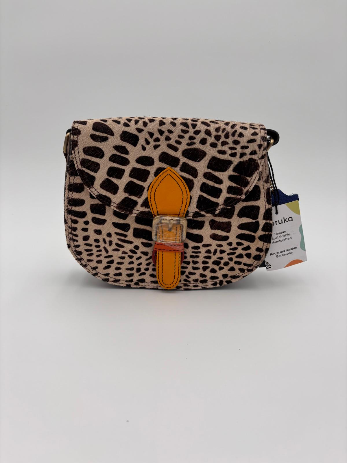 Mala Animal Print Couro Laranja