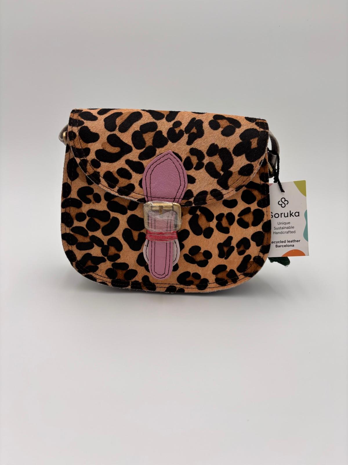 Mala Animal Print Couro Rosa