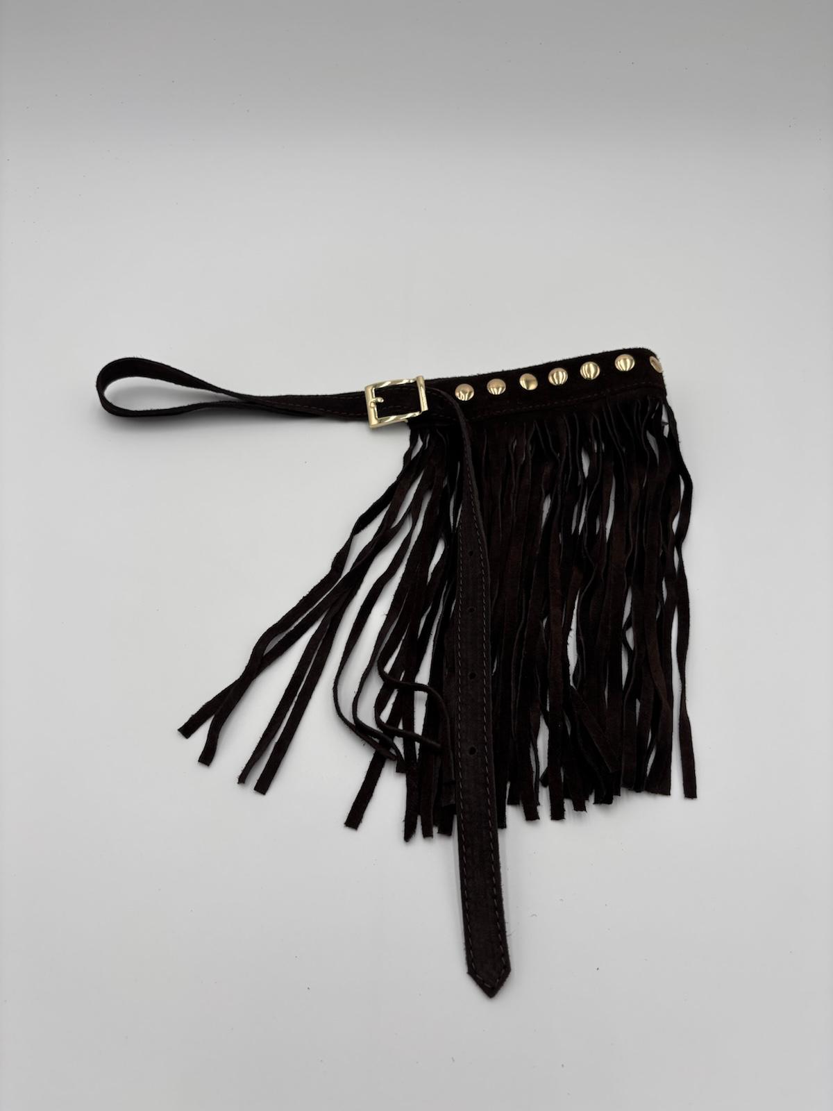 Cinto Camurça  Castanho Chocolate Franjas