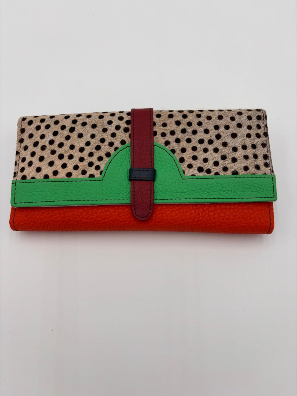 Carteira Animal Print Verde e Vermelha