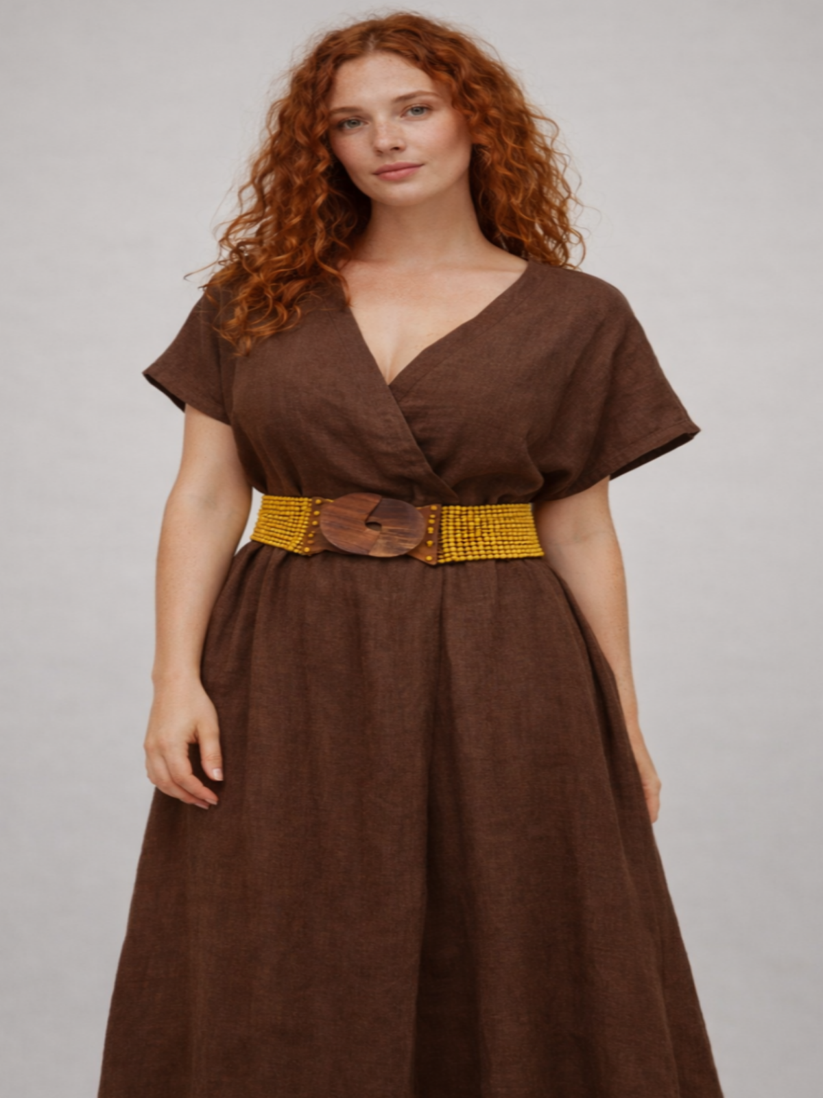 Cinto elástico com contas amarelo