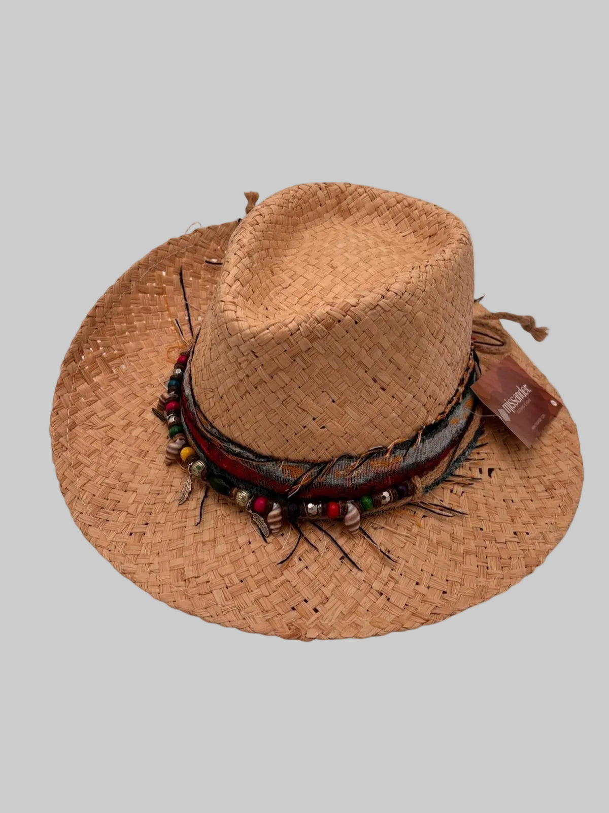 Chapéu em Palha com Detalhe Contas