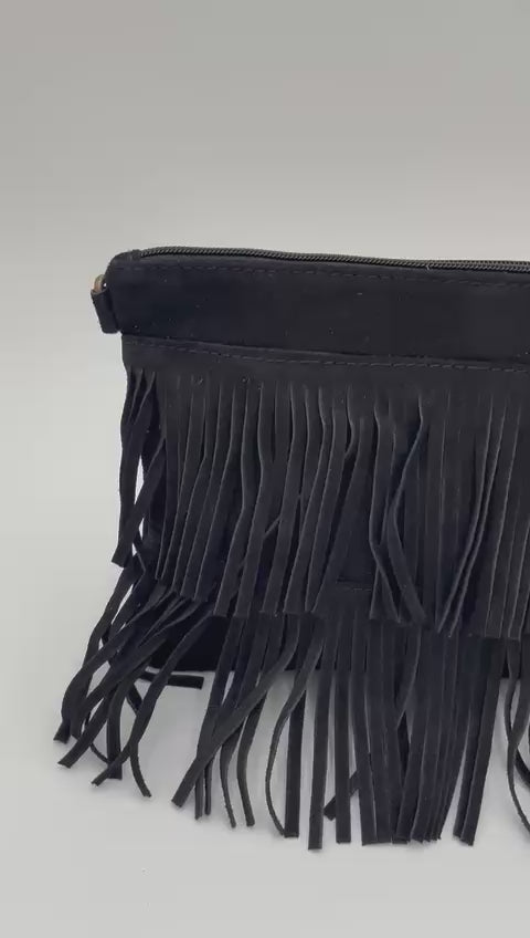 Mala/Clutch em Camurça Preto