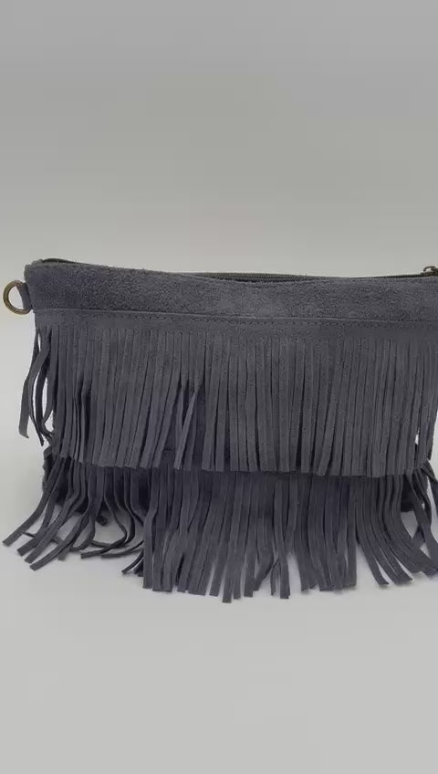 Mala/Clutch em Camurça Cinza