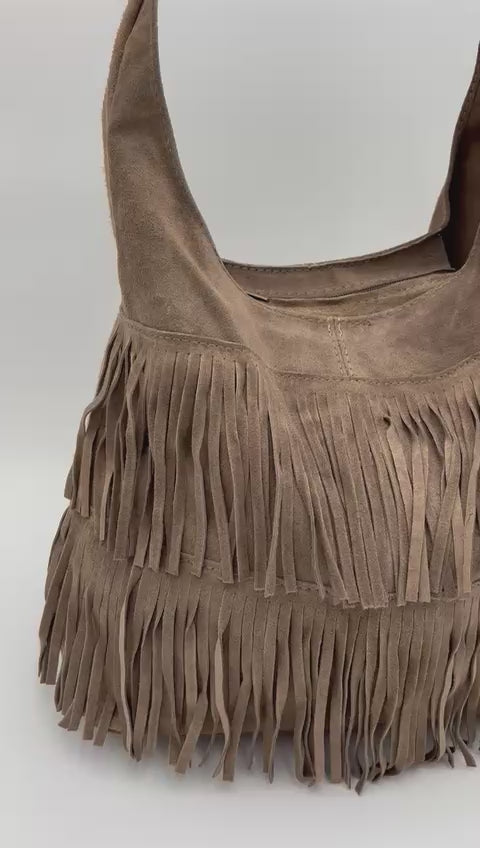 Saco Camurça Bege Franjas